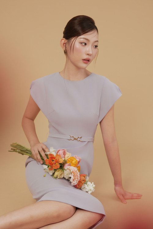 Sixdo Purple Woven Pencil Dress